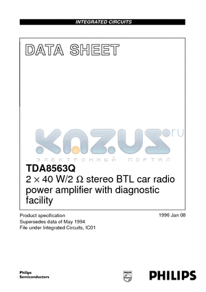 TDA8563Q datasheet - 2 x 40 W/2 ohm stereo BTL car radio power amplifier with diagnostic facility