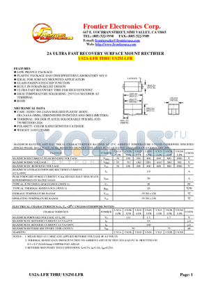 US2G-LFR datasheet - 2A ULTRA FAST RECOVERY SURFACE MOUNT RECTIFIER