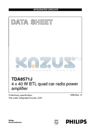 TDA8571 datasheet - 4 x 40 W BTL quad car radio power amplifier