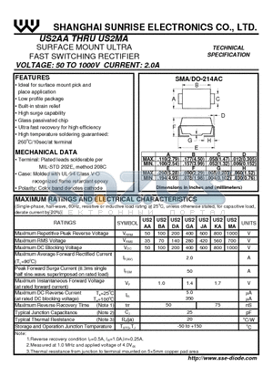 US2JA datasheet - SURFACE MOUNT ULTRA FAST SWITCHING RECTIFIER