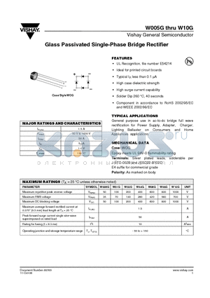 W06G-E4/51 datasheet - Glass Passivated Single-Phase Bridge Rectifier