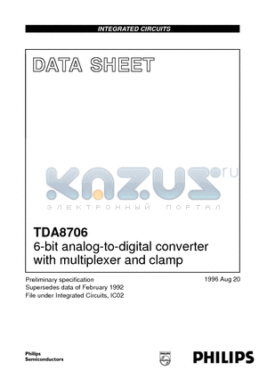 TDA8706 datasheet - 6-bit analog-to-digital converter with multiplexer and clamp