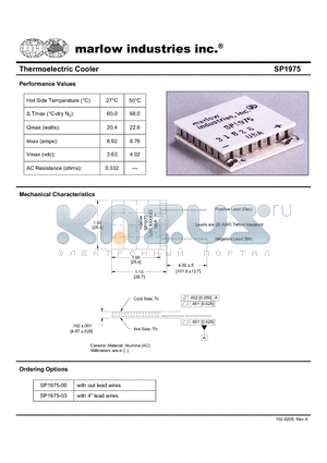 SP1975-00 datasheet - Thermoelectric Cooler