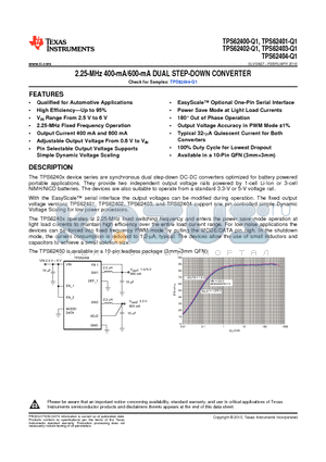 TPS62402 datasheet - 2.25-MHz 400-mA/600-mA DUAL STEP-DOWN CONVERTER