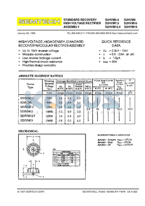 S2HVM12.5 datasheet - STANDARD RECOVERY HIGH VOLTAGE RECTIFIER ASSEMBLY