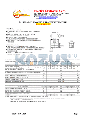 US2M datasheet - 2A ULTRA FAST RECOVERY SURFACE MOUNT RECTIFIER