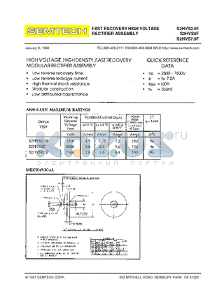 S2HVS2.5F datasheet - FAST RECOVERY HIGH VOLTAGE RECTIFIER ASSEMBLY