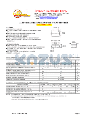 US3 datasheet - 3A ULTRA FAST RECOVERY SURFACE MOUNT RECTIFIER