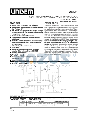 US3011CW datasheet - 5 BIT PROGRAMMABLE SYNCHRONOUS BUCK CONTROLLER IC