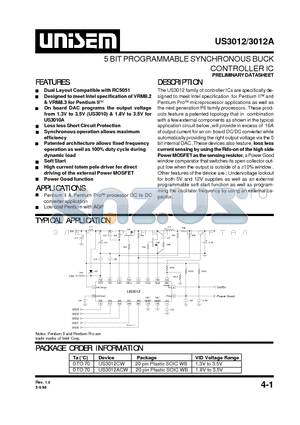 US3012 datasheet - 5 BIT PROGRAMMABLE SYNCHRONOUS BUCK CONTROLLER IC
