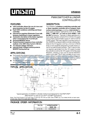 US3033 datasheet - PWM SWITCHER & LINEAR CONTROLLER IC