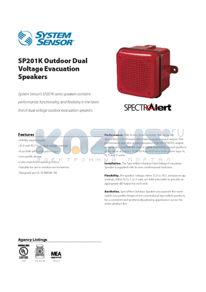 SP201K datasheet - SP201K Outdoor Dual Voltage Evacuation Speakers