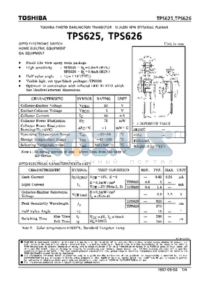 TPS625 datasheet - TOSHIBA PHOTO DARLINGTON TRANSISTOR SILICON NPN EPITAXIAL PLANAR