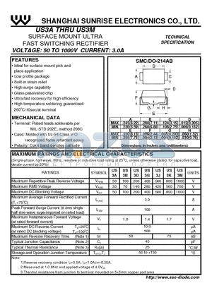 US3A datasheet - SURFACE MOUNT ULTRA FAST SWITCHING RECTIFIER