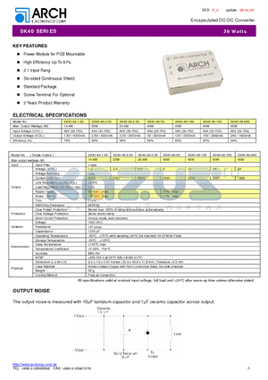 SK40 datasheet - Encapsulated DC-DC Converter
