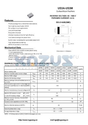 US3A datasheet - Surface Mount Rectifiers