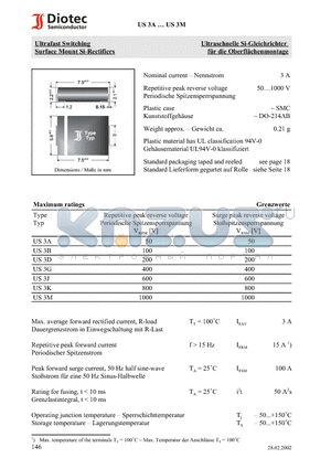 US3B datasheet - Ultrafast Switching Surface Mount Si-Rectifiers