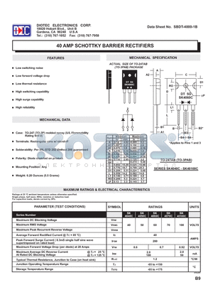 SK40100C datasheet - 40 AMP SCHOTTKY BARRIER RECTIFIERS