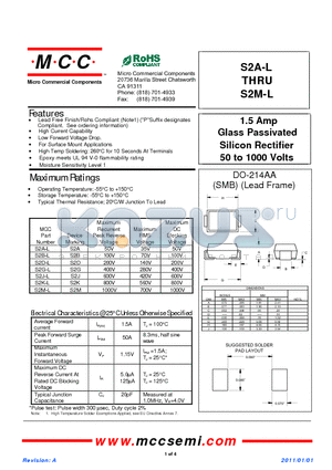 S2K-L datasheet - 1.5 Amp Glass Passivated Silicon Rectifier 50 to 1000 Volts