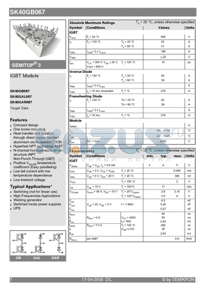 SK40GAL067 datasheet - IGBT Module