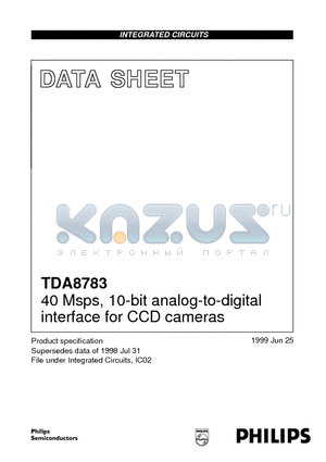 TDA8783 datasheet - 40 Msps, 10-bit analog-to-digital interface for CCD cameras