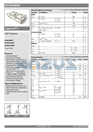 SK40GAR067 datasheet - IGBT Module