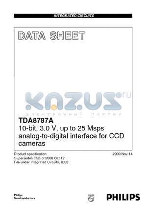 TDA8787A datasheet - 10-bit, 3.0 V, up to 25 Msps analog-to-digital interface for CCD cameras