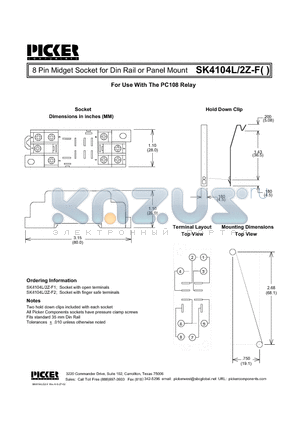 SK4102LZ-F datasheet - 8 Pin Midget Socket for Din Rail or Panel Mount