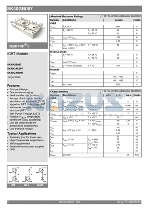 SK40GB067_07 datasheet - IGBT Module