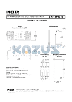 SK4102Z-F datasheet - 8 Pin Miniature Socket for Din Rail or Panel Mount