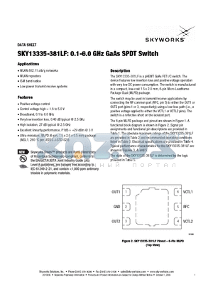 SK41218-2 datasheet - 0.1-6.0 GHz GaAs SPDT Switch