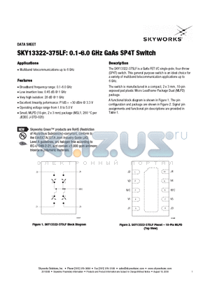 SK41238 datasheet - 0.1-6.0 GHz GaAs SP4T Switch