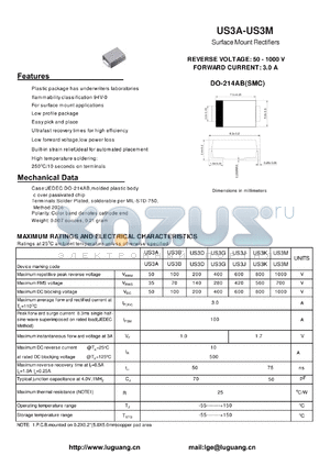 US3G datasheet - Surface Mount Rectifiers