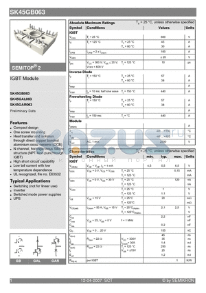 SK45GAL063 datasheet - IGBT Module