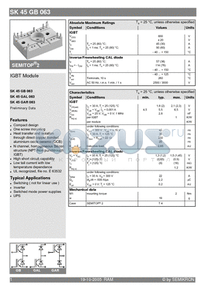 SK45GB063 datasheet - IGBT Module