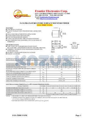 US3K datasheet - 3A ULTRA FAST RECOVERY SURFACE MOUNT RECTIFIER