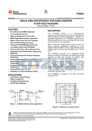 TPS62660YFFR datasheet - 1000-mA, 6-MHz HIGH-EFFICIENCY STEP-DOWN CONVERTER IN CHIP SCALE PACKAGING