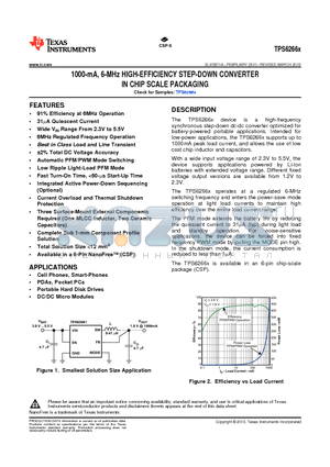 TPS62661 datasheet - 1000-mA, 6-MHz HIGH-EFFICIENCY STEP-DOWN CONVERTER IN CHIP SCALE PACKAGING