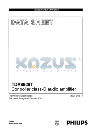 TDA8929 datasheet - Controller class-D audio amplifier