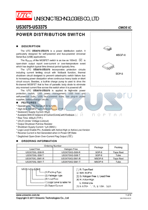 US3X75XL-S08-T datasheet - POWER DISTRIBUTION SWITCH