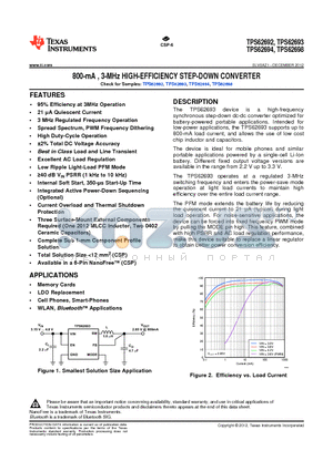 TPS62692 datasheet - 800-mA , 3-MHz HIGH-EFFICIENCY STEP-DOWN CONVERTER