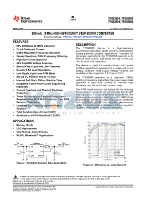TPS62693YFDR datasheet - 800-mA , 3-MHz HIGH-EFFICIENCY STEP-DOWN CONVERTER