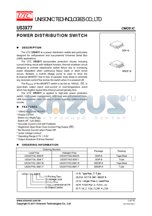 US3X77XG-S08-T datasheet - POWER DISTRIBUTION SWITCH