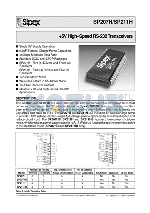 SP207HBET datasheet - 5V High-Speed RS-232 Transceivers