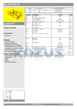 SK50B06UF datasheet - Bridge Rectifier