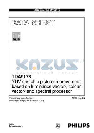 TDA9178 datasheet - YUV one chip picture improvement based on luminance vector-, colour vector- and spectral processor