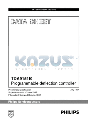TDA9151B datasheet - Programmable deflection controller