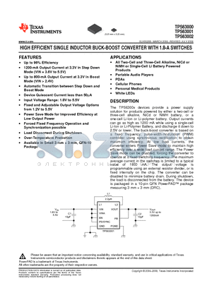 TPS63000_08 datasheet - HIGH EFFICIENT SINGLE INDUCTOR BUCK-BOOST CONVERTER WITH 1.8-A SWITCHES