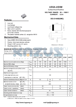 US5G datasheet - Surface Mount Rectifiers