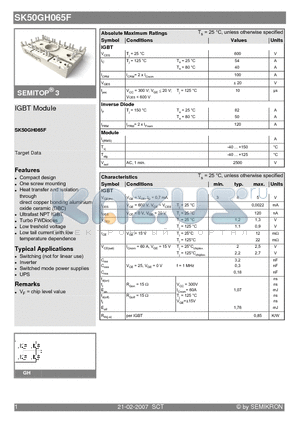 SK50GH065F datasheet - IGBT Module